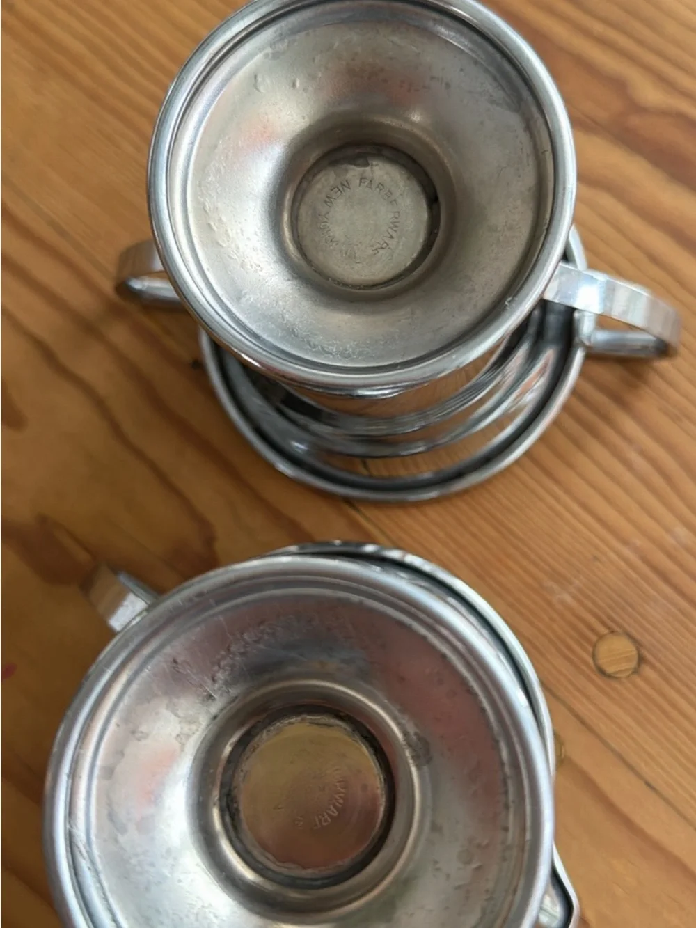 x2 Vintage Farberware New York 1960's Stainless Steel Creamer/Sugar Bowl Goblets